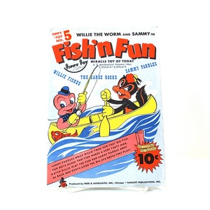 Willie il verme e Sammy in Fish Vintage divertente giocattolo di carta inutilizzati