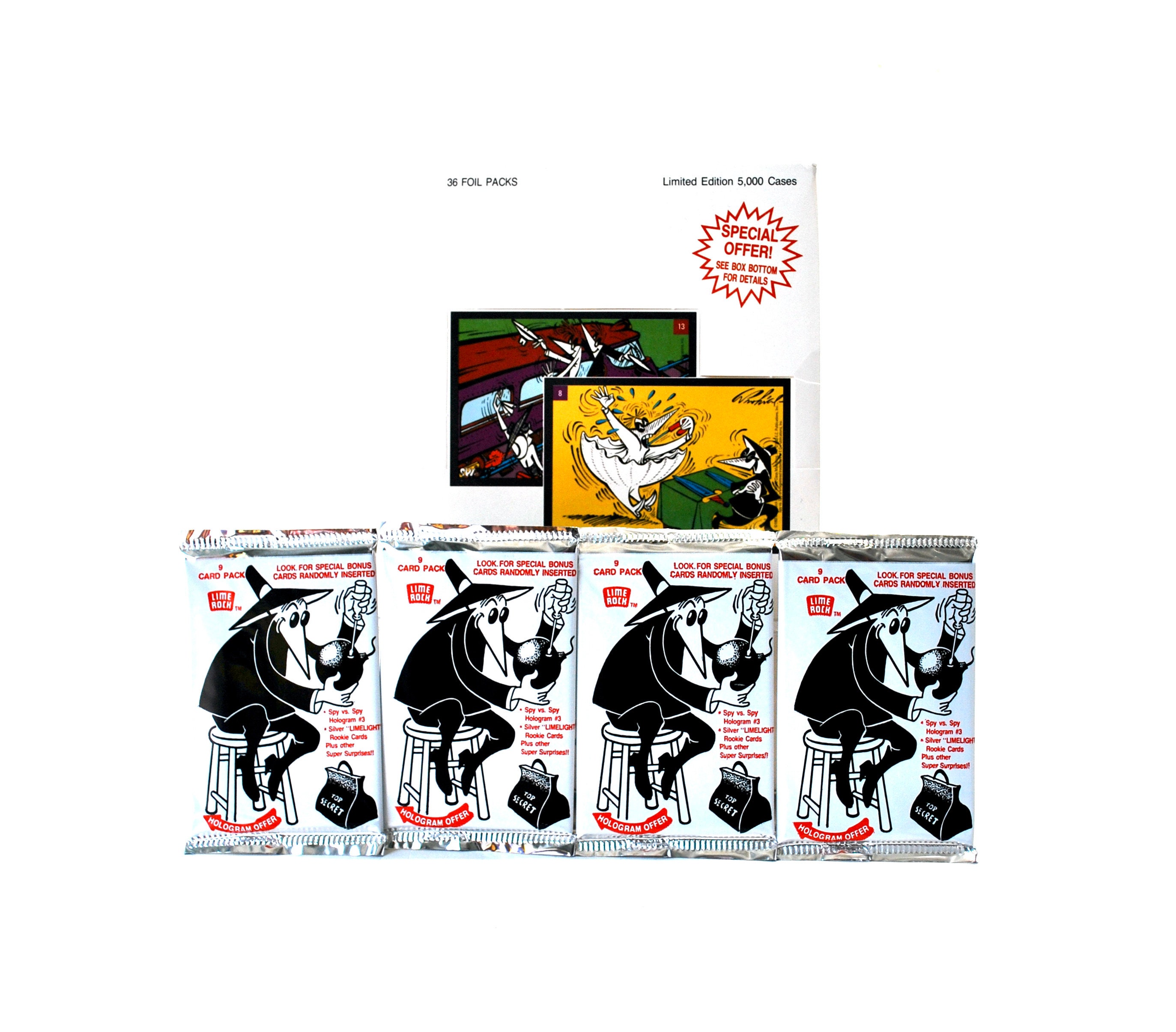 4 Packs of Spy Vs Spy Trading Cards by Lime Rock 1993 MAD Magazine