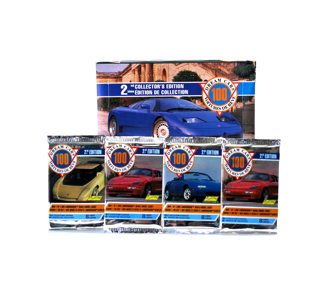 4 Packs of 100 Dream Cars Trading Cards Collector's Series 2 Vintage