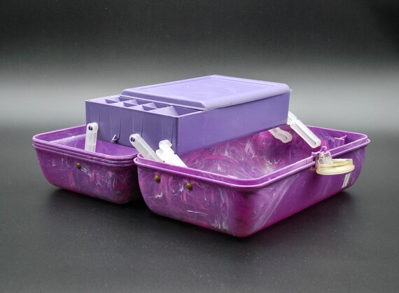 Purple & White Swirl Caboodle Makeup/Craft Case C… - image 5