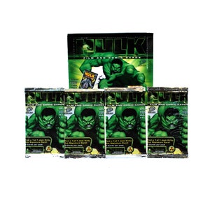 4 pacotes de cartas de quadrinhos e filmes Incredible Hulk da Upper Deck Marvel