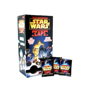 3 confezioni di cappellini Star Wars, uscita ufficiale Topps del 1995, Pogs Sky Caps Slammers