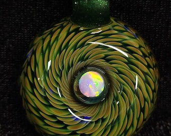 Glass snakeskin pendant with Gilson Opal #30