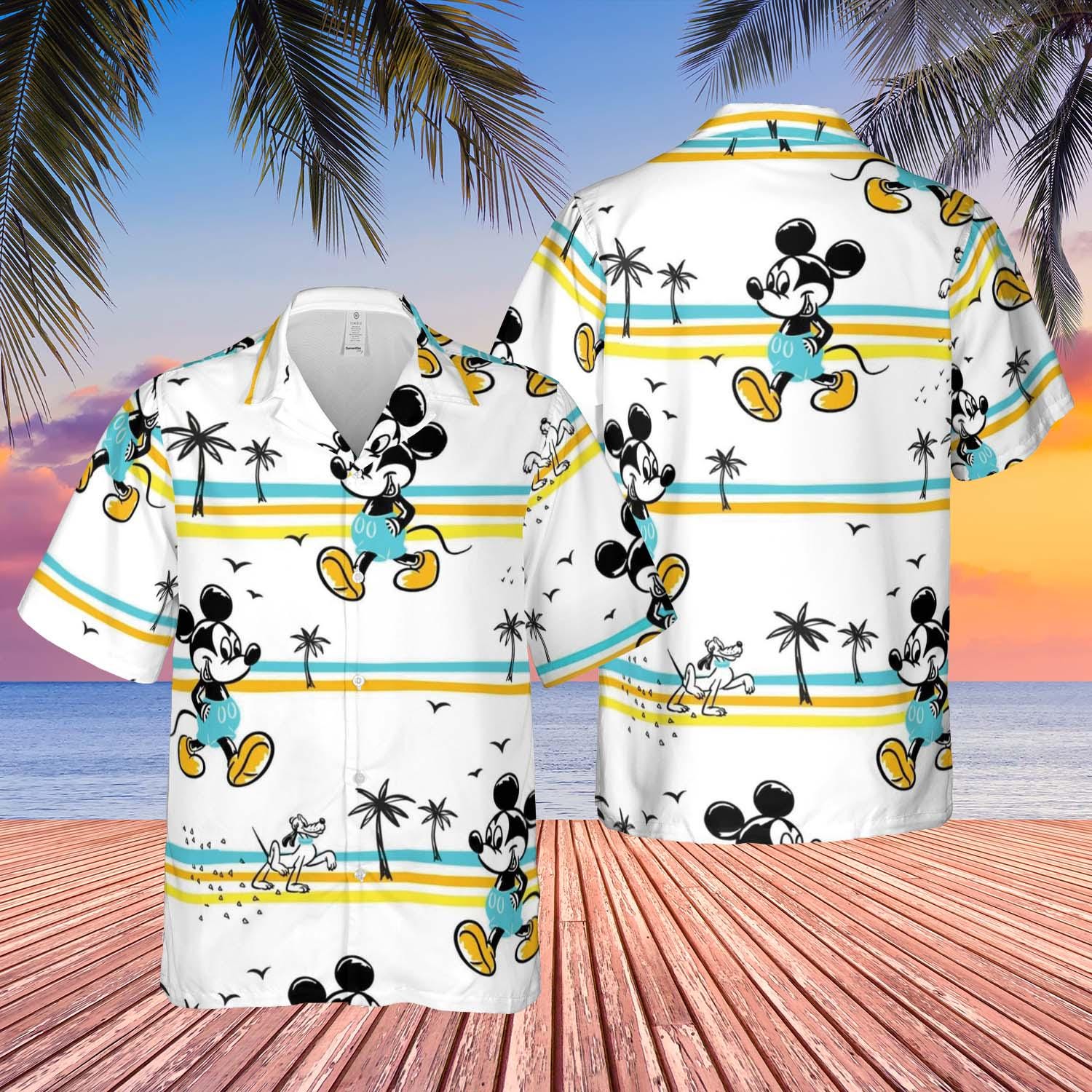 Discover Mickey Mouse Scuba Diving Hawaiian Shirt, Disney Beach Vacation Shirt, Mickey and Friends Tropical Aloha Shirt