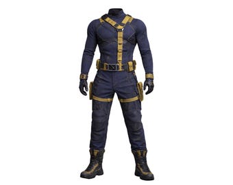 Navy Blue Tactical Bodysuit: Sci-Fi Combat Cosplay Jumpsuit, Futuristic Hero Outfit