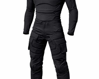 Men's Black Tactical Bodysuit: Futuristic Cyberpunk Sci-Fi Cosplay Costume