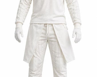 Men’s White Futuristic Tracksuit Set Cyberpunk Streetwear Outfit Sci-Fi Jogger Set Minimalist Techwear Clothing