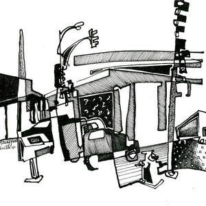 11x14 in Original Drawing, Gas Station, Abstract Art, Abstract Drawing, Urban Drawing, Contemporary Art, Black And White, Graphic, Modern