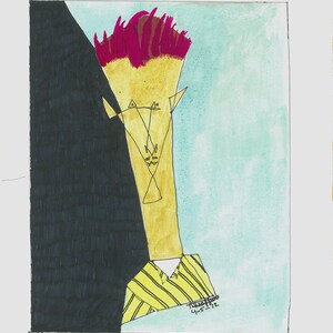 11x14 in Original Drawing, Referee, Foot Ball, Caricature, Expressionism, Portrait, Minimalist, Soccer Referee, Football Referee, Modern Art