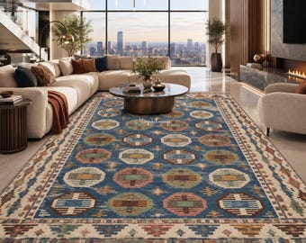 Swedish Kilim Rug, Green Scandinavian Flatweave, Nordic Geometric Wool Rug