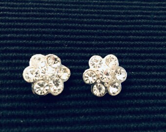 2 FANCY VINTAGE RHINESTONE Flower Buttons