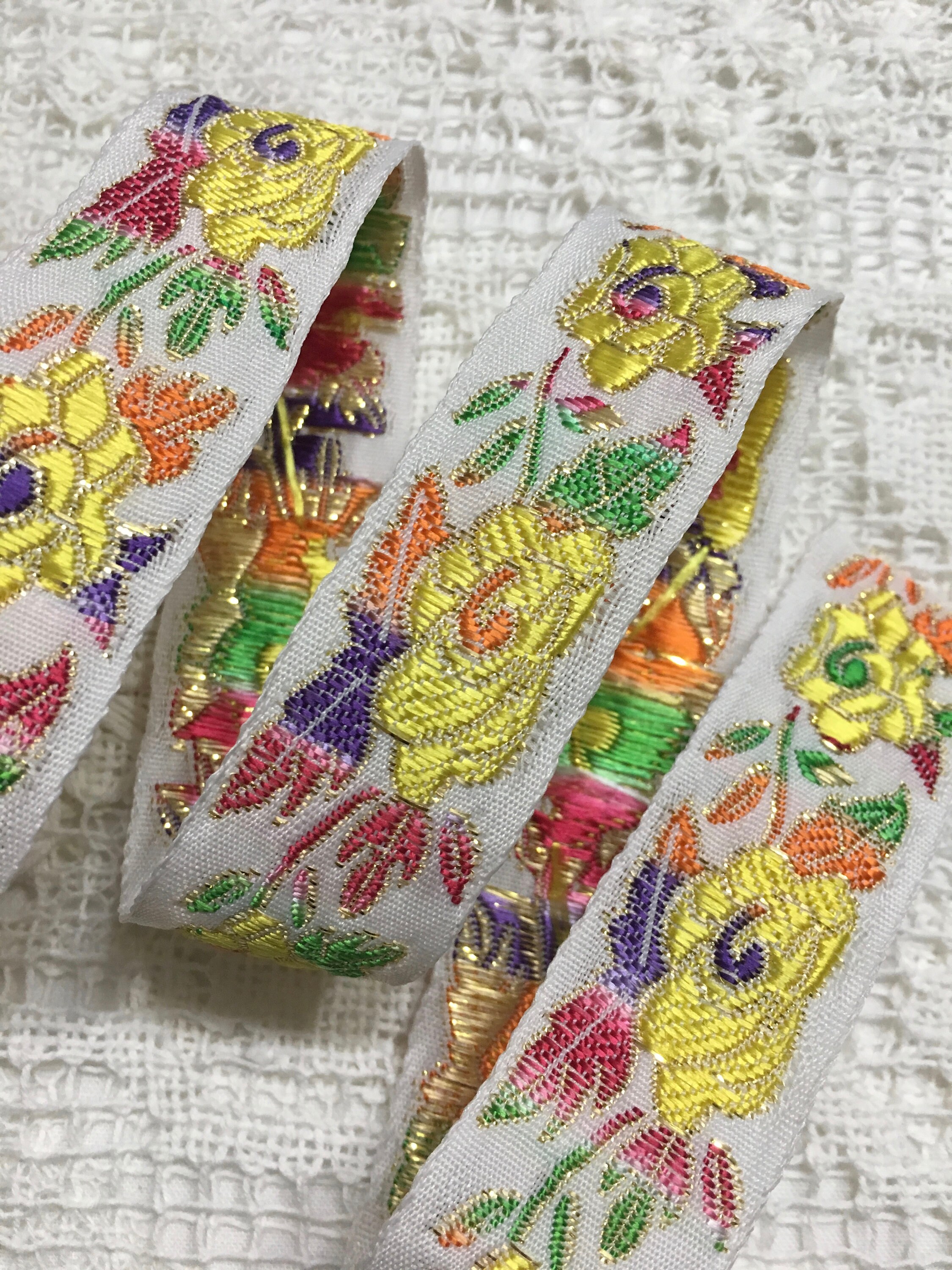 VINTAGE EMBROIDERED RIBBON Trim Etsy