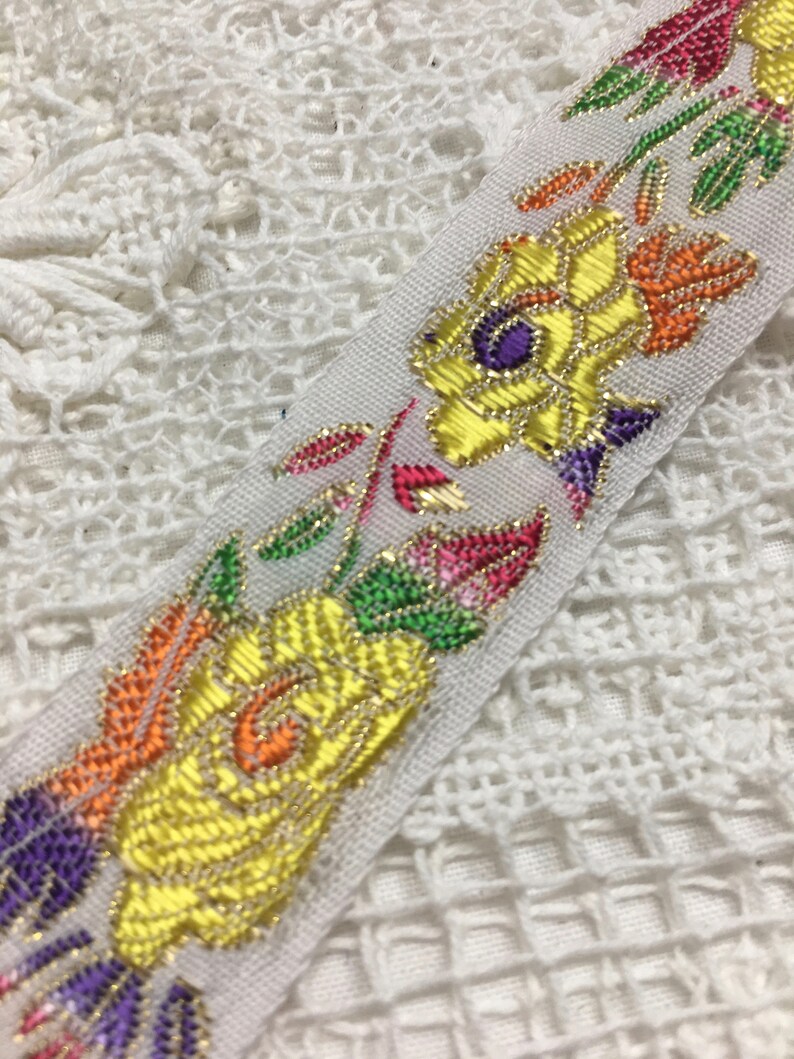 VINTAGE EMBROIDERED RIBBON Trim Etsy
