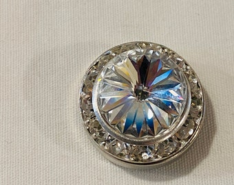 clear AUSTRIAN, SWAROVSKI crystal, button cover in Silver