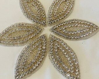 6 CRYSTAL CLEAR EYE Applique, Rhinestones and Beads Sew-On