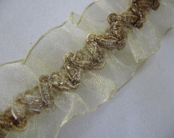 2 yards Vintage Ribbon Ivory Chiffon with elastic