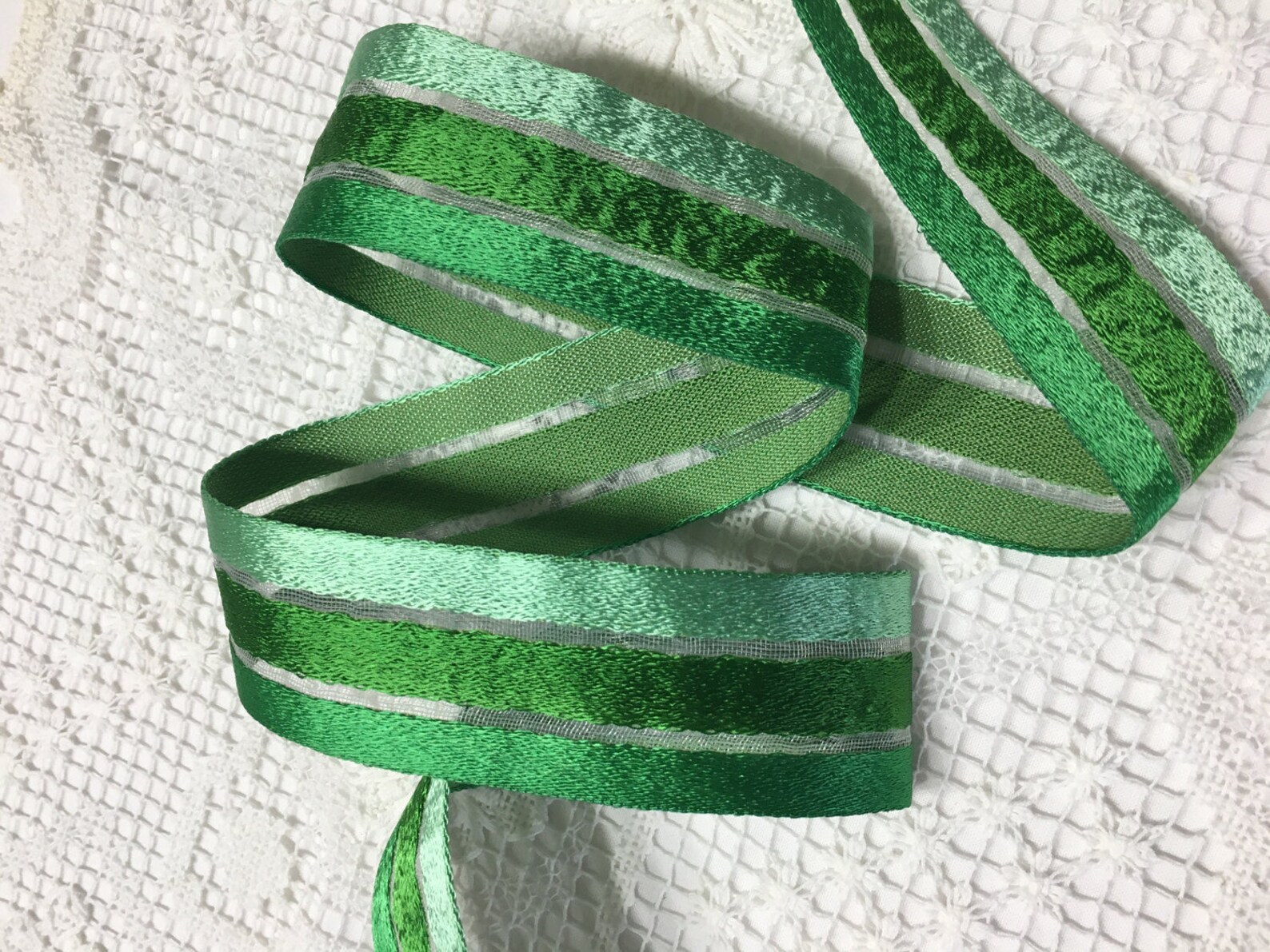 VINTAGE SILK Ribbon in Green Etsy