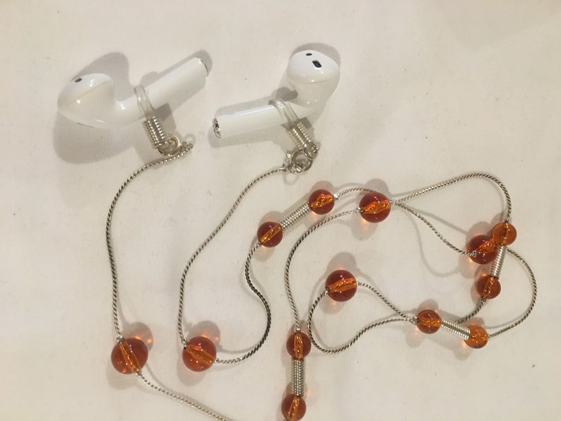 BEADED SILVER AirPod Chain HOLDER Etsy
