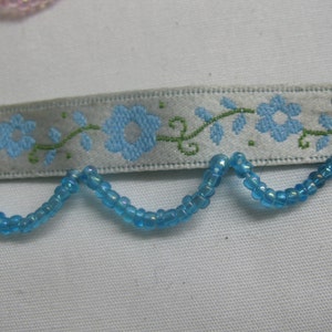 2 yard Ribbon with Flowers and Beads in PINK Bild 2