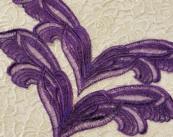 5 EMBROIDERED Appliques So On in Beautiful PURPLE LACE