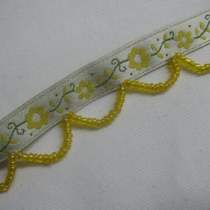 2 yard Ribbon with Flowers and Beads in PINK image 5