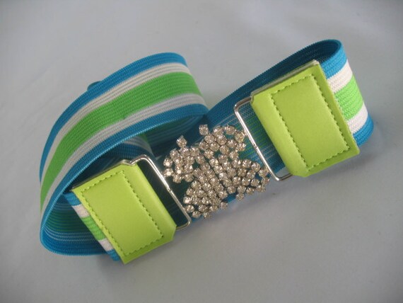 ELASTIC GIRLS BELTS with Butterfly Rhinestone Buc… - image 1