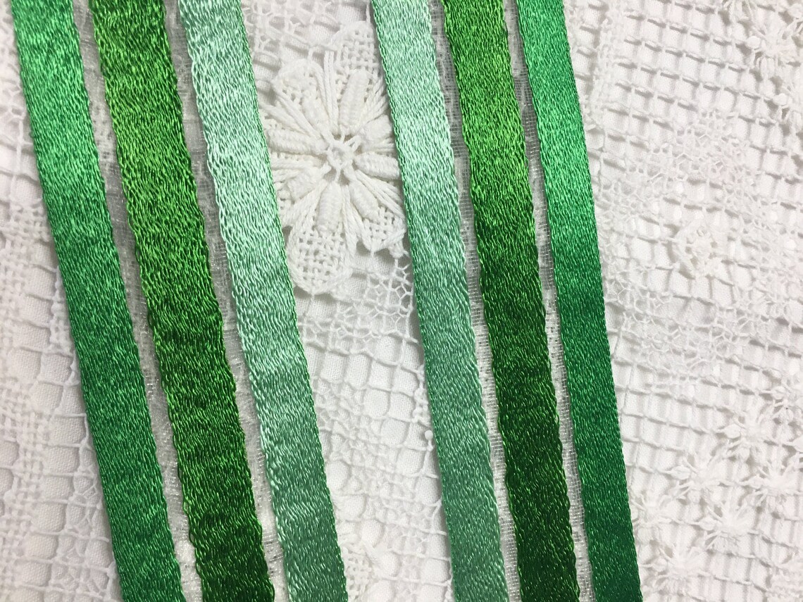 VINTAGE SILK Ribbon in Green Etsy