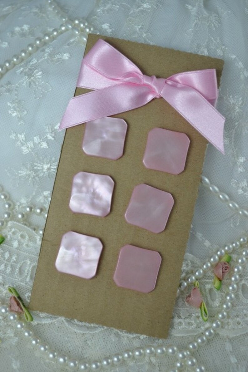 Vintage Pink Shell Buttons Shabby Chic Square 8 Pc | Etsy