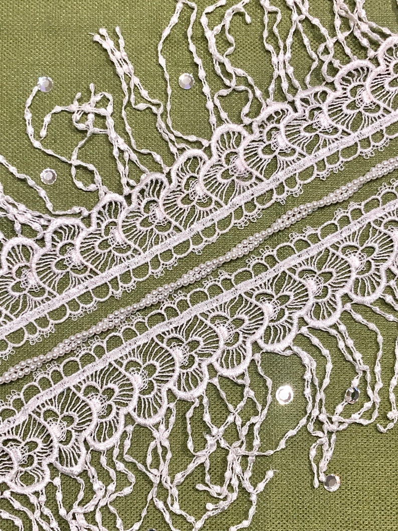 WHITE VINTAGE LACE made in Italy Great for Brides image 5