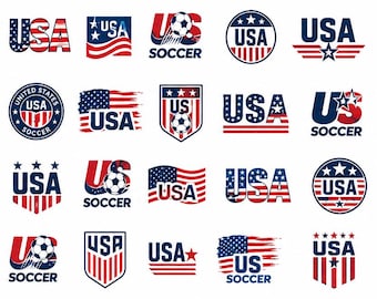 30 Dateien USA World Cup 2026 PNG, USA Flagge, USA Fußball Grafik, Logo Style, Football Fan Shirt, Cricut Dateien, USA Bundle Tshirt Design