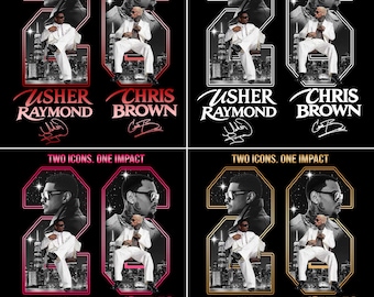 Bundle 4 PNG-Datei Usher Chris Brown R&B Tour 2026 Tshirt Design (Digitaler Download)
