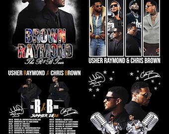 Bundle 4 PNG-Datei Usher Chris Brown R&B Tour 2026 Tshirt Design (Digitaler Download)