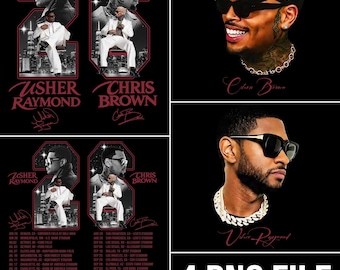 Bundle 4 PNG-Datei Usher Chris Brown R&B Tour 2026 Tshirt Design (Digitaler Download)