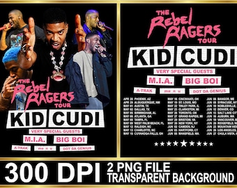 KID CUDI The Rebel Ragers Tour 2026 PNG Datei Tshirt Design (Digitaler Download)