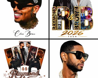 Bundle 4 PNG-Datei Usher Chris Brown R&B Tour 2026 Tshirt Design (Digitaler Download)