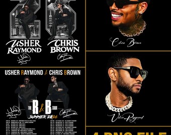 Bundle 4 PNG-Datei Usher Chris Brown R&B Tour 2026 Tshirt Design (Digitaler Download)