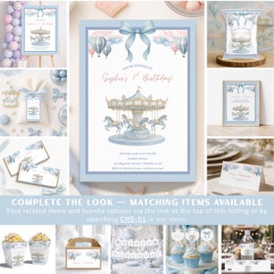 Carousel Birthday Welcome Sign: Blue Carousel Theme Party Decorations ...