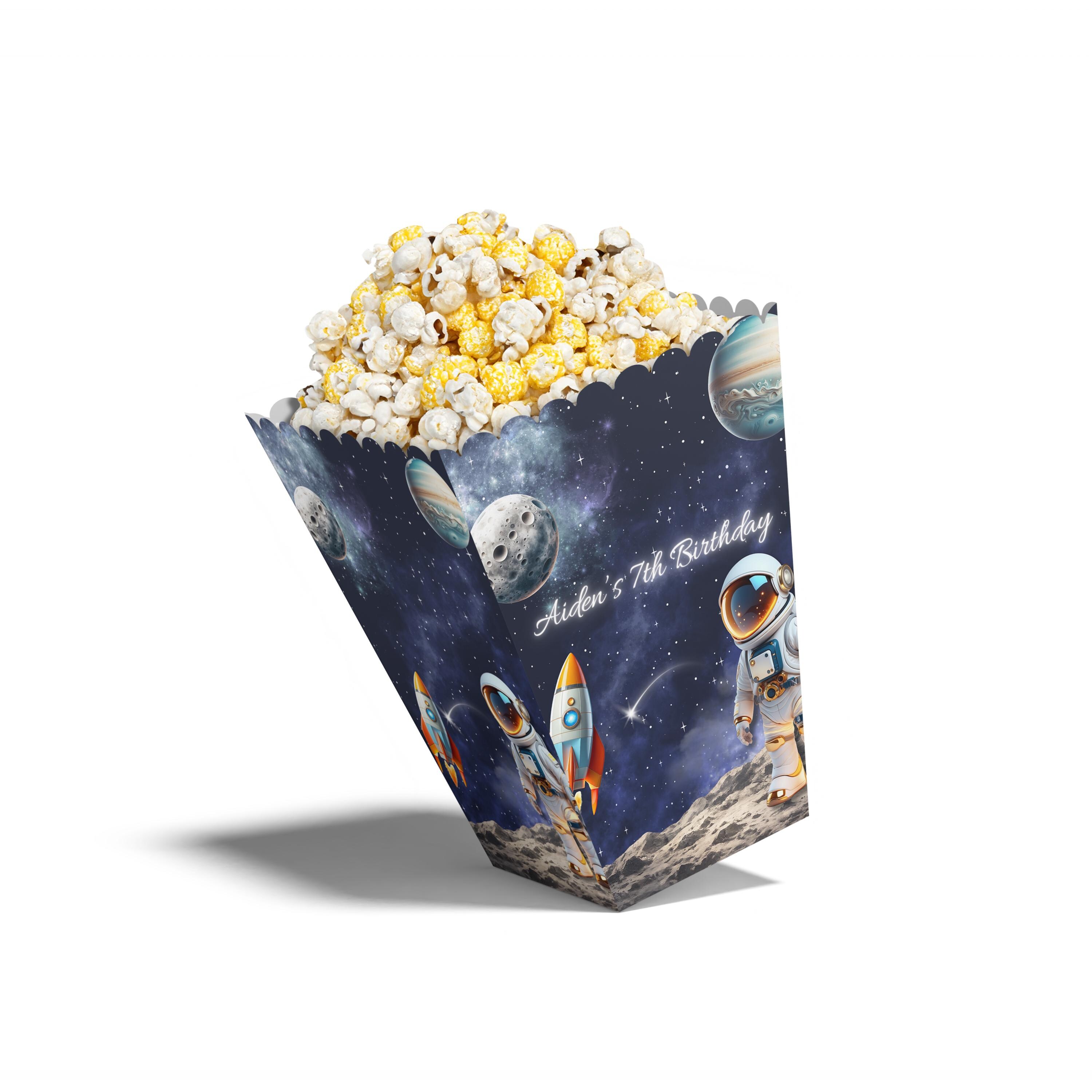 Astronaut Birthday Popcorn Box, Space Theme Party Decorations – Dreamy ...