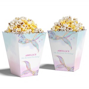 Mermaid Birthday Popcorn Box: Under the Sea Party Decorations | Editable Canva Template | (MER-01)