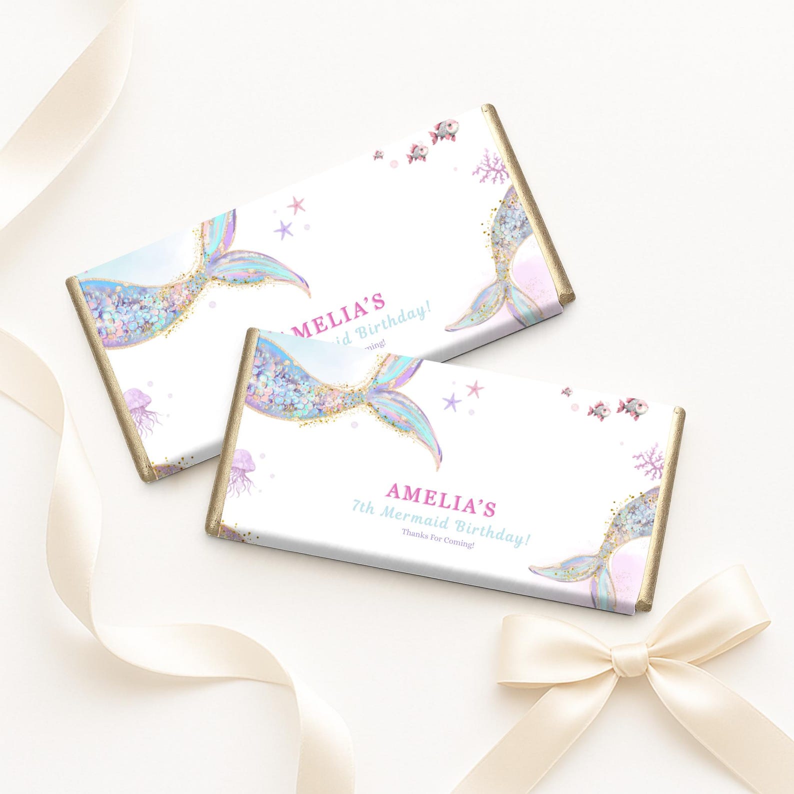 Mermaid Birthday Chocolate Bar Wrapper: Under the Sea Party Decorations ...