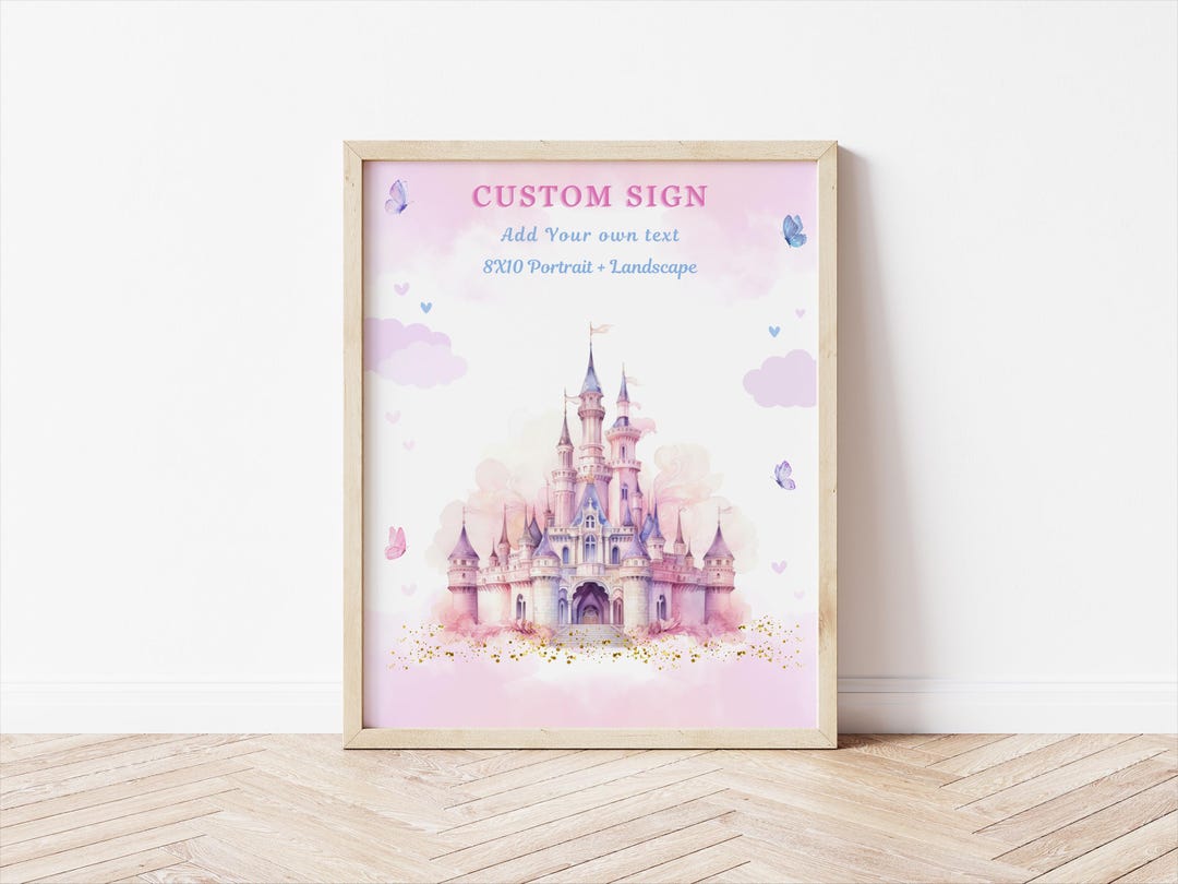 Princess Birthday Custom Sign (portrait & Landscape): Pink Castle Party ...