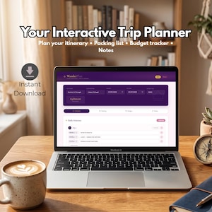 Planificador de viajes interactivo en HTML: organizador digital para itinerarios, lista de equipaje, control de presupuesto y notas / Funciona sin conexión, no requiere aplicación.