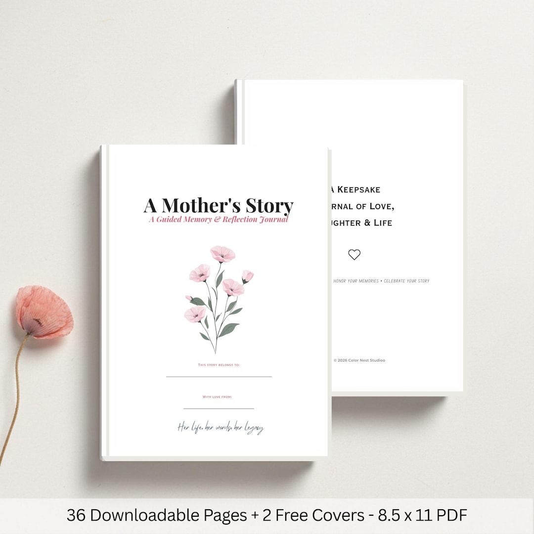 White Journal Rip Printable Memory Journal Gift for Mom | Guided Keepsake Legacy ...