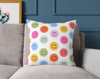 Colorful Smiley Face Pillow: Playful Kids Room Decor