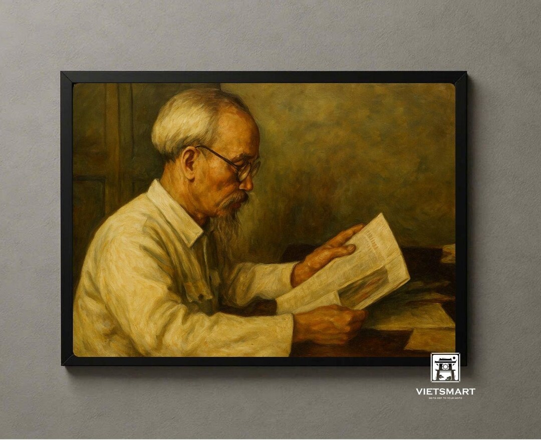 Ho Chi Minh Reading News Painting – Presidential Palace Scene ...