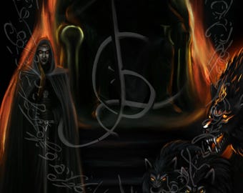Dark Lord on Throne Wall Art, Demon Master Illustration, D&D Boss Decor 12