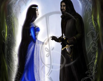 Fantasy Couple Wall Art, Mystical Encounter Print, Printable Digital Download, Enchanted Decor 36