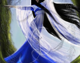 Dancing Fae Fantasy Wall Art, Ethereal Magical Elf Portrait, Digital Download, Enchanted Decor 35