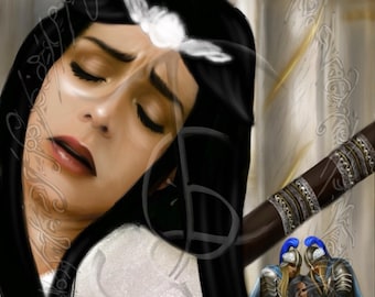 Tragic Fantasy Wall Art, Grief Portrait, Printable Digital Download, Emotional Dark Decor 8