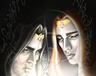 Elven Prince Fantasy Wall Art, Mystical Male Portrait, RPG Gaming Room Decor 38
